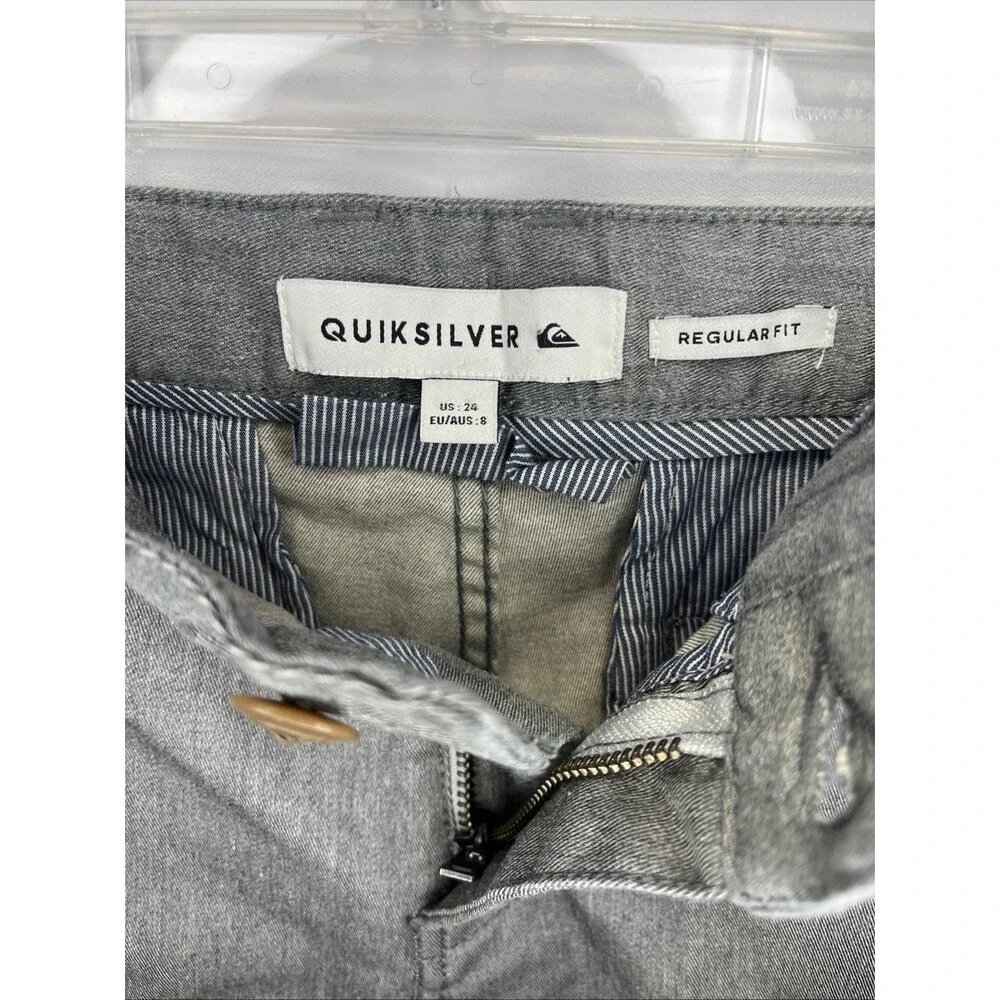 NEW Quicksilver gray shorts Everyday Union Stretch boys Size 8 Button + Zipper